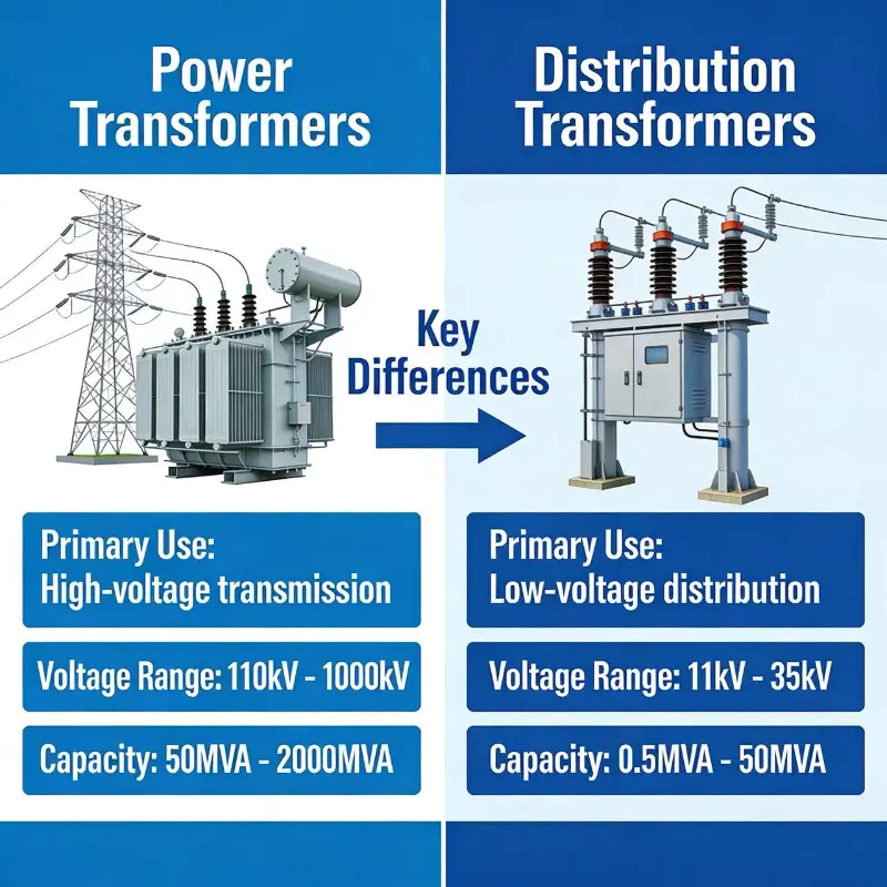 Güc transformatoru ilə paylayıcı transformator arasındakı fərq nədir?